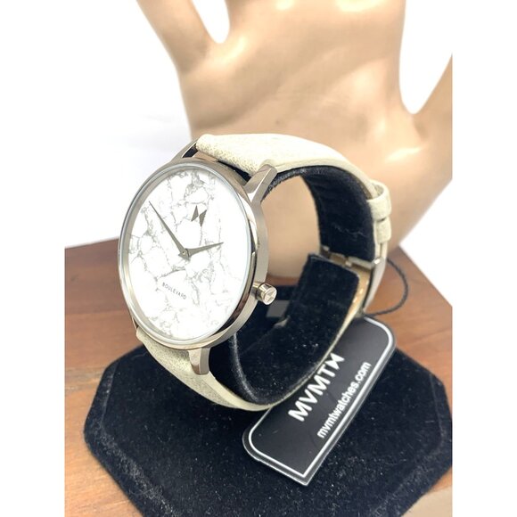 MVMT Women\'s Watch QMB01-Tima Quartz White Gray Marble Dial Leather Band 38mm main image 9